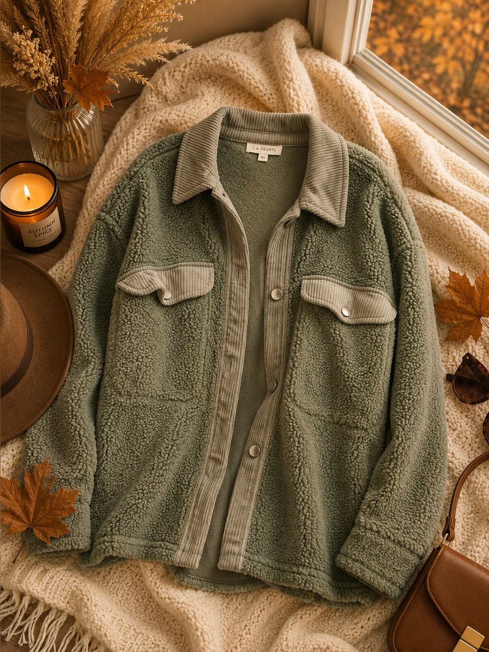 š«āØ L.A. Hearts Teddy Sherpa Jacket ā Oversized Cozy Button Up ā M/L āØāļø - Picture 1 of 3